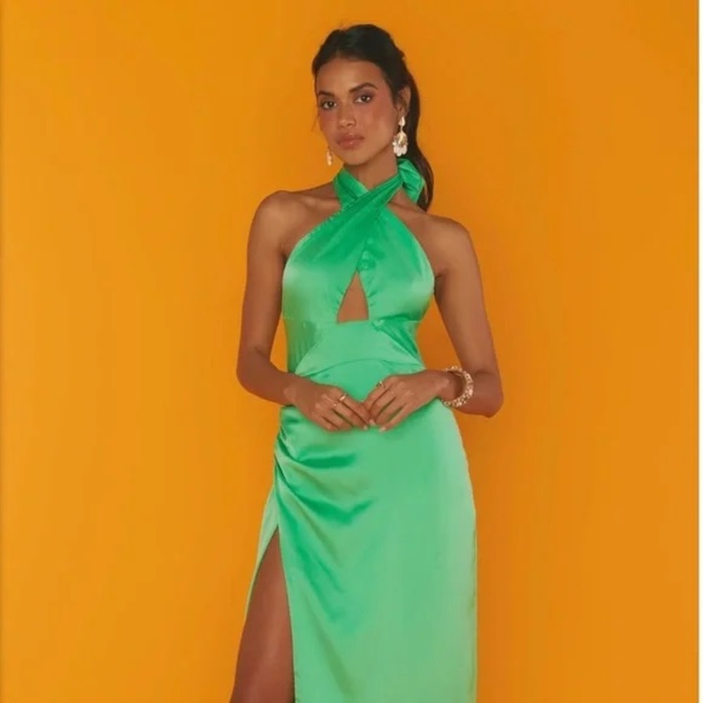 Show Me Your MuMu Vibrant Green Adele Maxi Dress - Picture 3 of 12